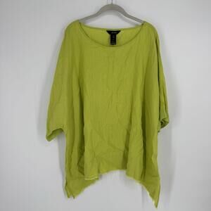 Ali Miles top Women’s 3x neon green linen blend artsy oversized relaxed colorful